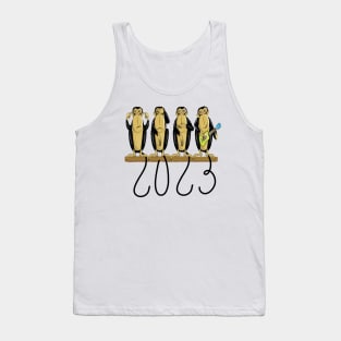 Funny Four Wise Monkeys 2023 New Year See No Evil Tank Top